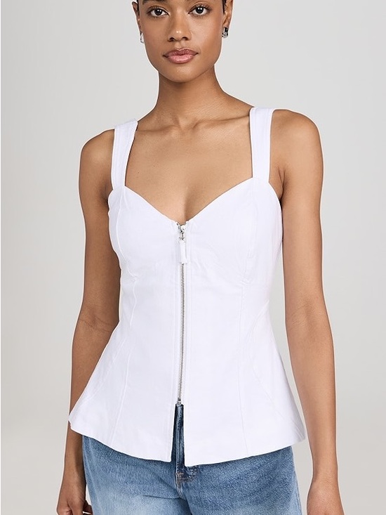 Tanya Taylor Tops - Tanya Taylor White Front Zip Women's Top